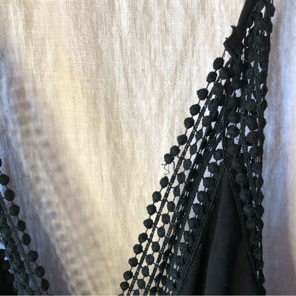 Reverse pants jumpsuit black v neck ball lace detail adjust. Straps side zip M - Picture 6 of 11